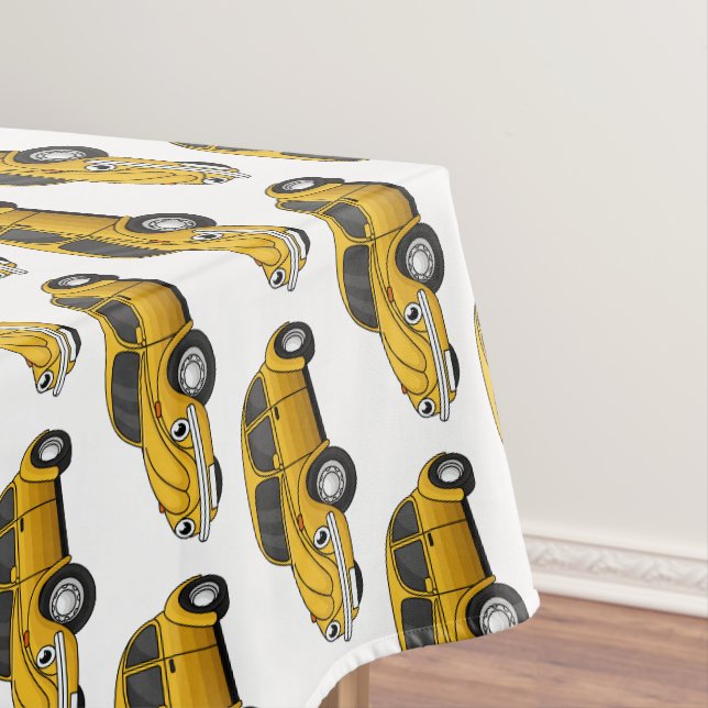 Classic car cartoon tablecloth (In Situ)