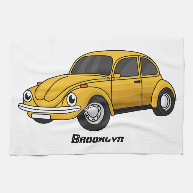 Classic car cartoon tea towel (Horizontal)