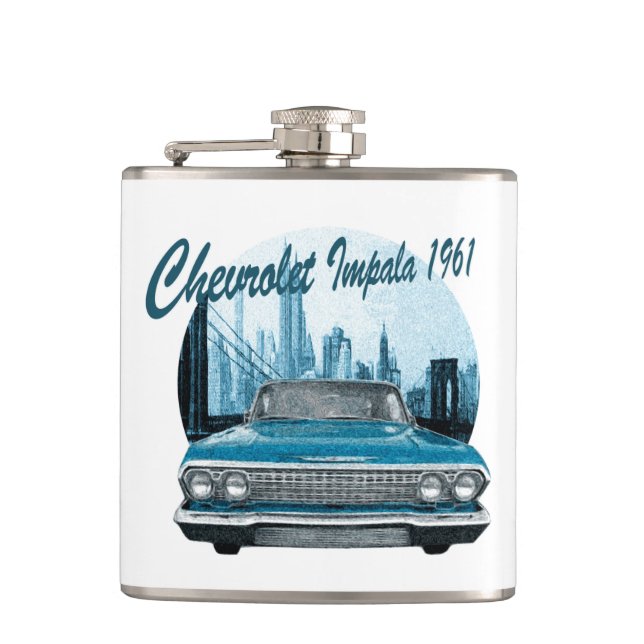 Classic Car Chevrolet Impala 1961 Hip Flask (Front)
