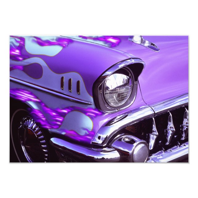 Classic car: Chevrolet with flaming hood Photo Print (Front)