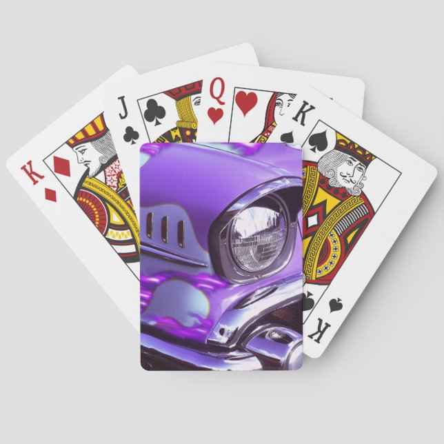 Classic car: Chevrolet with flaming hood Playing Cards (Back)