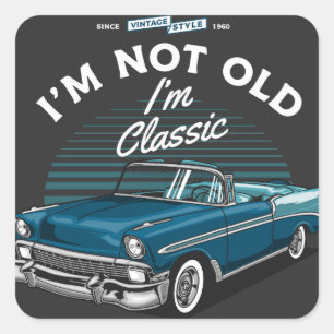 CLASSIC CAR CHEVY BEL AIR CONVERTIBLE 1956 SQUARE STICKER