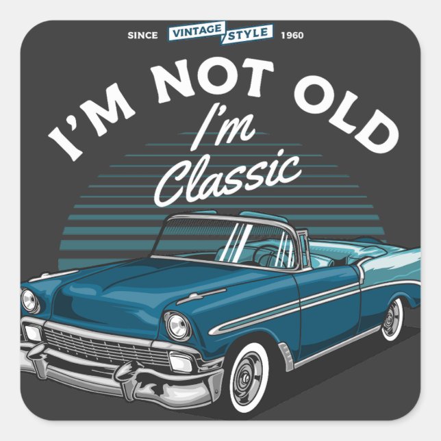 CLASSIC CAR CHEVY BEL AIR CONVERTIBLE 1956 SQUARE STICKER (Front)