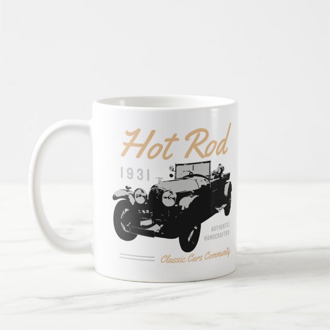 Classic car community typography coffee mug (Left)