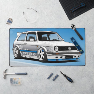 Classic Car Culture, Custom Golf white Floral Desk Mat