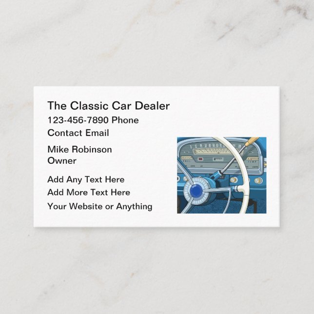 Classic Car Dealer Automobile Business Cards (Front)