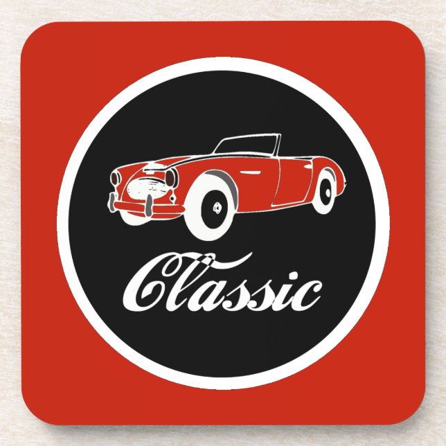 Classic Car Fifties Convertible Retro Coaster (Front)