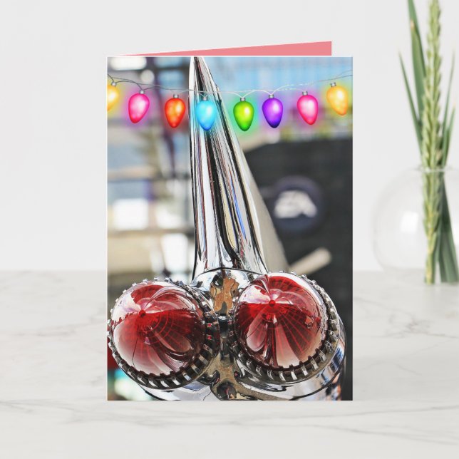 CLASSIC CAR FINS CADDY CHRISTMAS CARDS (Front)