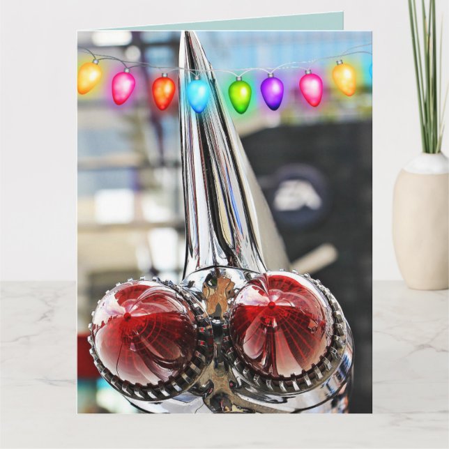 CLASSIC CAR FINS CADDY CHRISTMAS CARDS (Front)