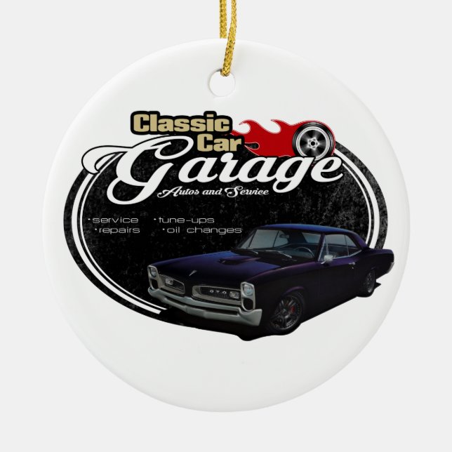 Classic Car Garage Custom GTO Ceramic Tree Decoration (Front)