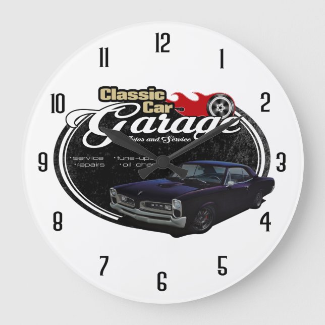 Classic Car Garage Custom GTO Large Clock (Front)