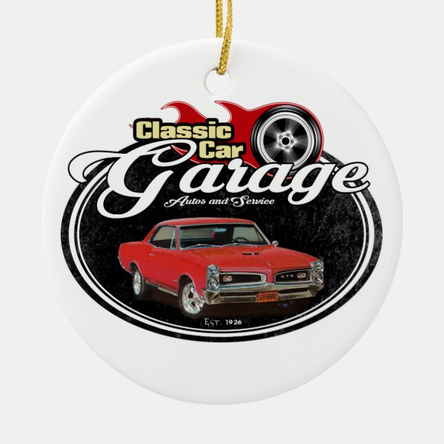 Classic Car GTO Garage Ceramic Tree Decoration (Front)