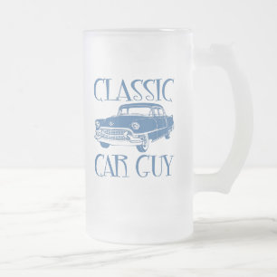 Classic Car Guy Frosted Glass Beer Mug