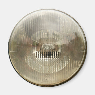 Classic car headlamp with round clear glass lens magnet