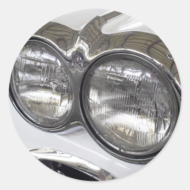 Classic car headlights round sticker (Front)