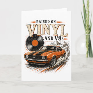 Classic Car Lover Raised On Vinyl and V8s Tee Card