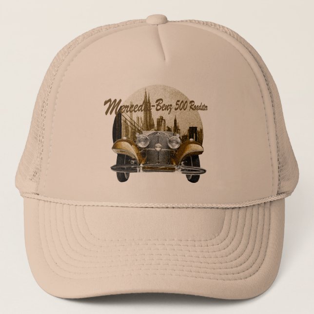 Classic Car Mercedes Benz 500 Roadster Trucker Hat (Front)