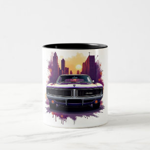 Classic Car Mug with Urban Sunset Graffiti Style