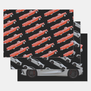 Classic Car New Car Fun Wrapping Paper Set