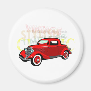 Classic car, old vintage coupe in red magnet