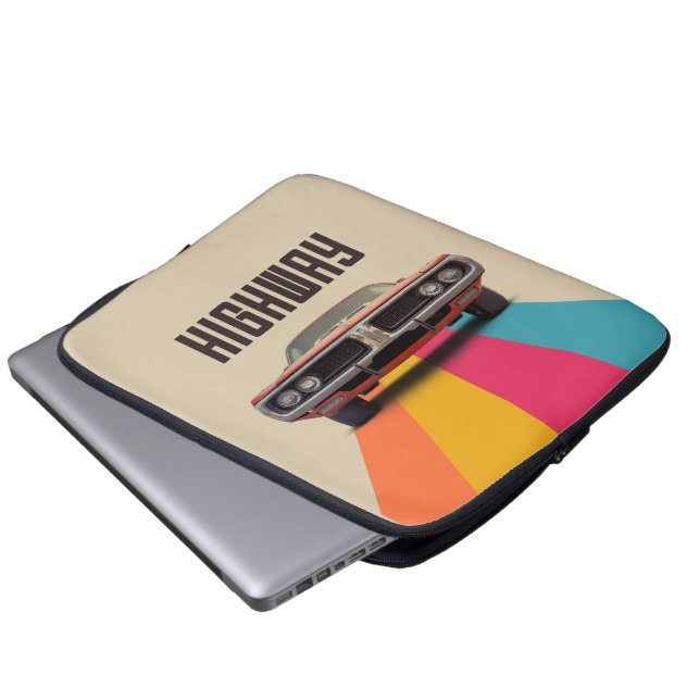 Classic Car on Highway Laptop Sleeve (Front Bottom)