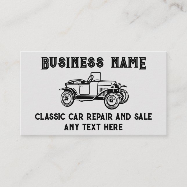 Classic car repair and sale vintage Business Card (Front)