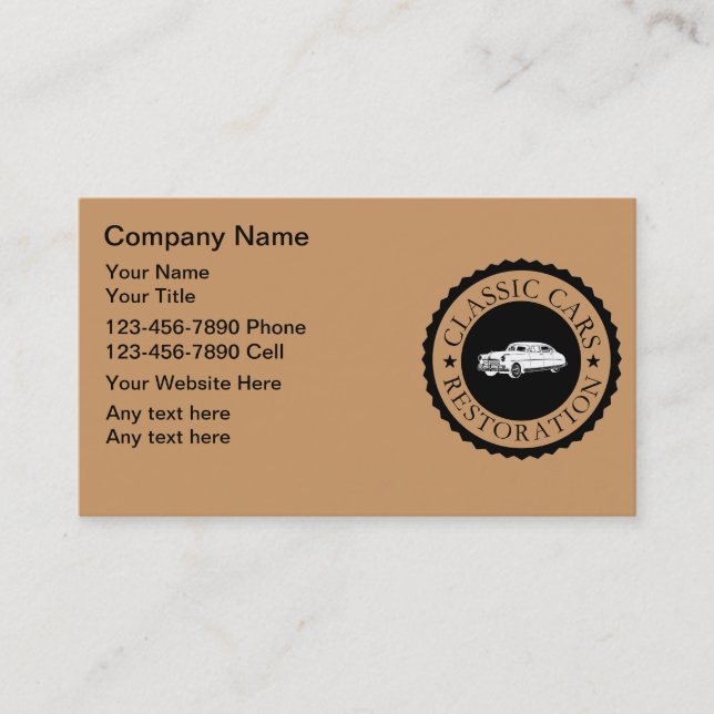Classic Car Restoration Business Cards (Front)