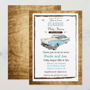 Classic Car Retro Baby Shower Invitation