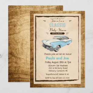 Classic Car Retro Baby Shower Invitation