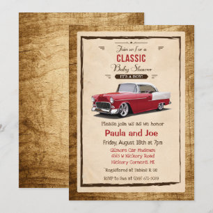 Classic Car Retro Baby Shower Invitation
