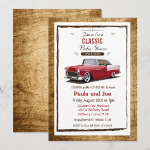 Classic Car Retro Baby Shower Invitation