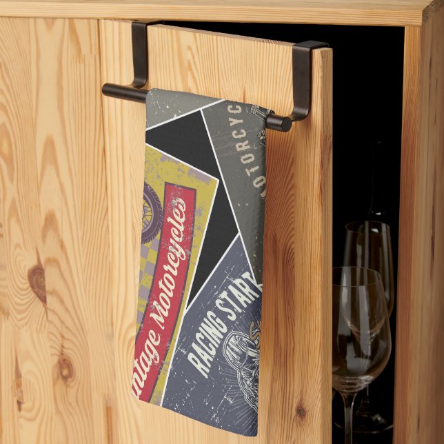 Classic Car Retro Design Kitchen Towel  (Thirds Fold)