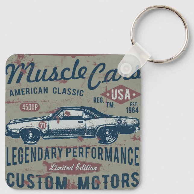 Classic Car Retro Key Ring (Back)