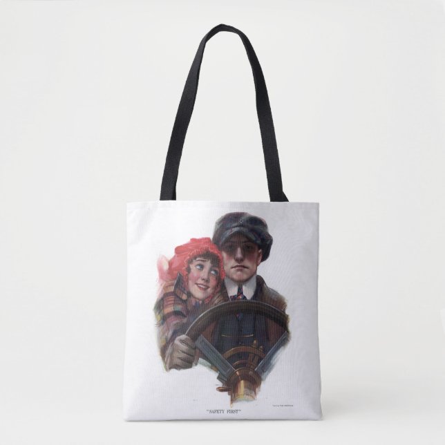 Classic car romantic vintage winter illustration tote bag (Front)