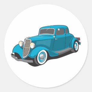 Classic Car Round Sticker