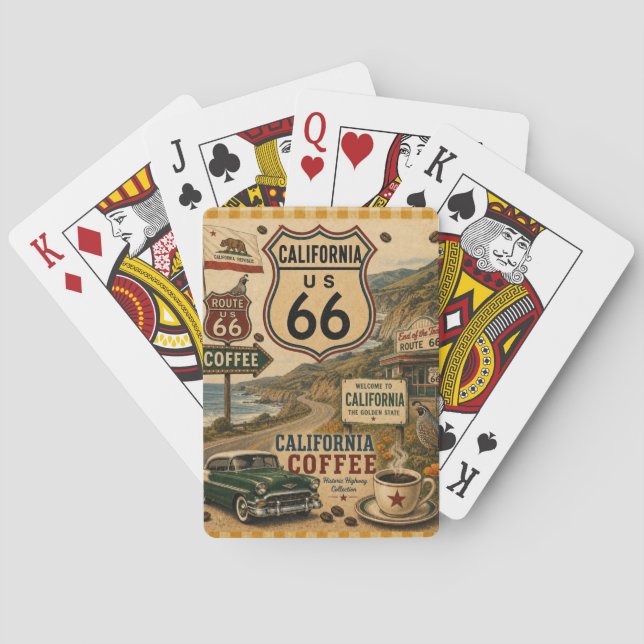 Classic Car Route 66 Game Night Playing Cards (Back)