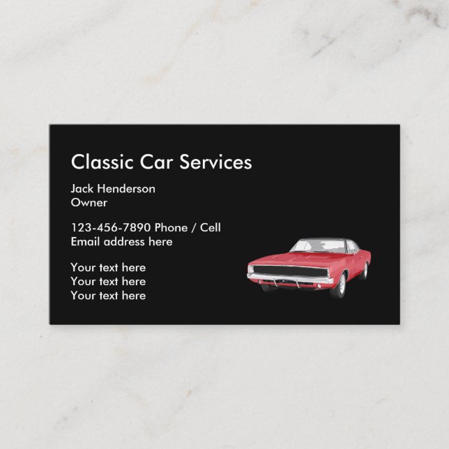 Classic Car Services And Restoration Business Card (Front)