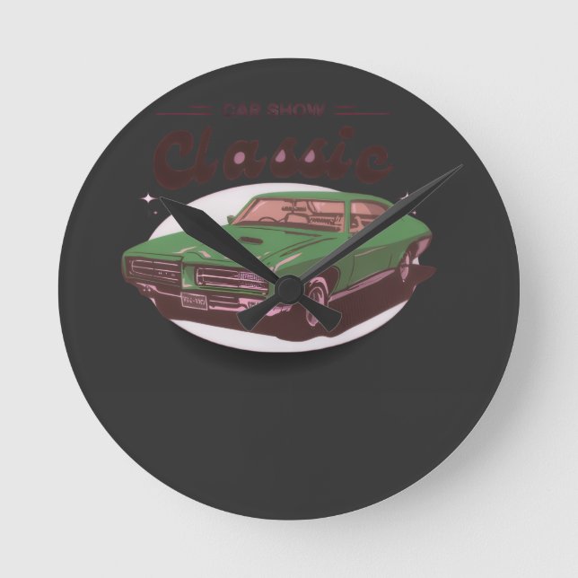 Classic Car Show  Round Clock (Front)