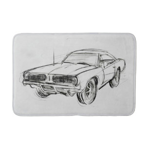 Classic Car Sketch IV Bath Mat