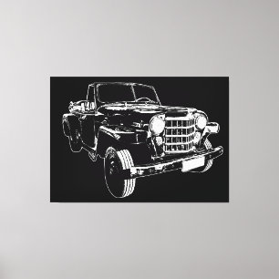 Classic car stencil style graphic canvas print