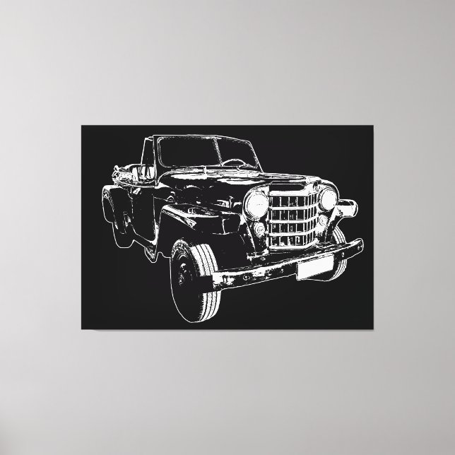 Classic car stencil style graphic canvas print (Front)