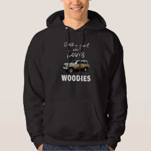 Classic Car Surf Wagon Just A Girl Who Loves Woodi Hoodie