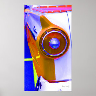 classic car  tail light saturated colour poster