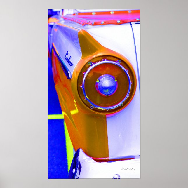 classic car  tail light saturated colour poster (Front)