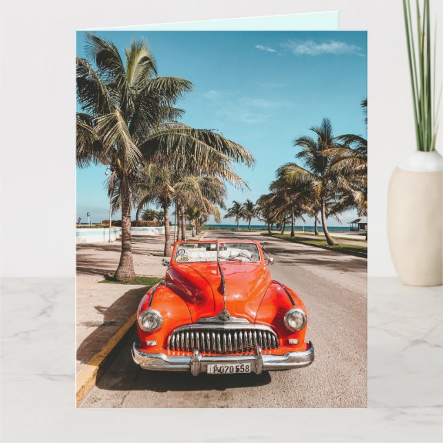 CLASSIC CAR TROPICAL BIRTHDAY GREETING CARDS (Front)