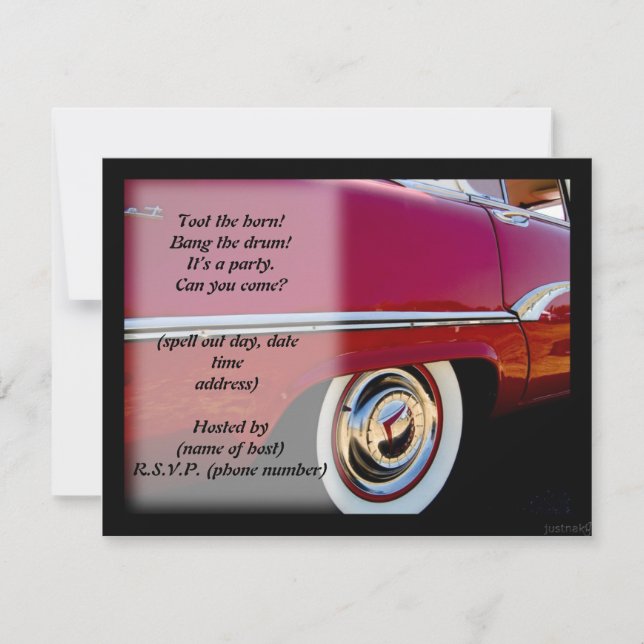 classic car v party invite (Front)
