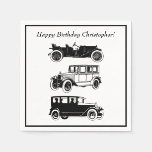 Classic Car Vintage Automobiles Birthday Party  Napkin