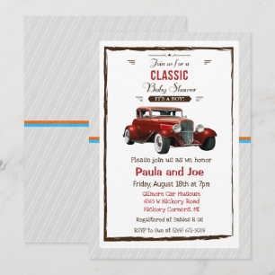 Classic Car Vintage Baby Shower Invitation