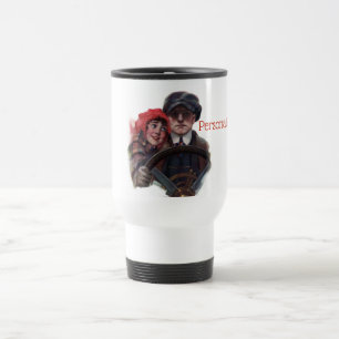 Classic car vintage romantic winter illustration travel mug