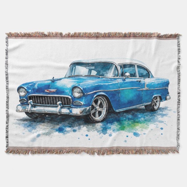 Classic Car Woven Throw Blanket (Front)